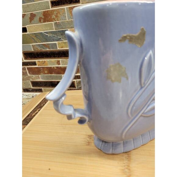 Vintage Red Wing Pottery Vase, Double Handle 1174, Embossed Leaves MCM - Picture 5 of 8